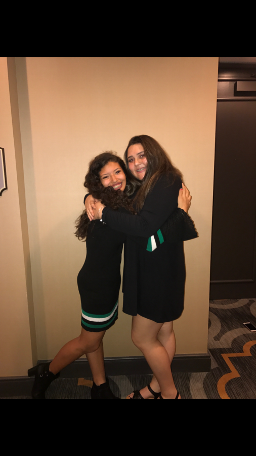Zoreli Simien and Caitlynn Holmes hugging at the Omni Hotel in Jacksonville Florida. 