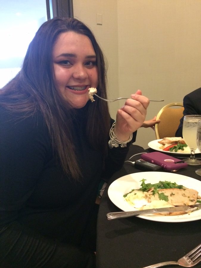 Caitlynn Holmes eating dinner at the Omni Hotel in Jacksonville Florida. 