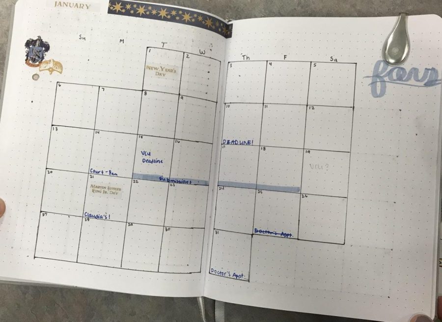 An example of a monthly bullet journal layout.