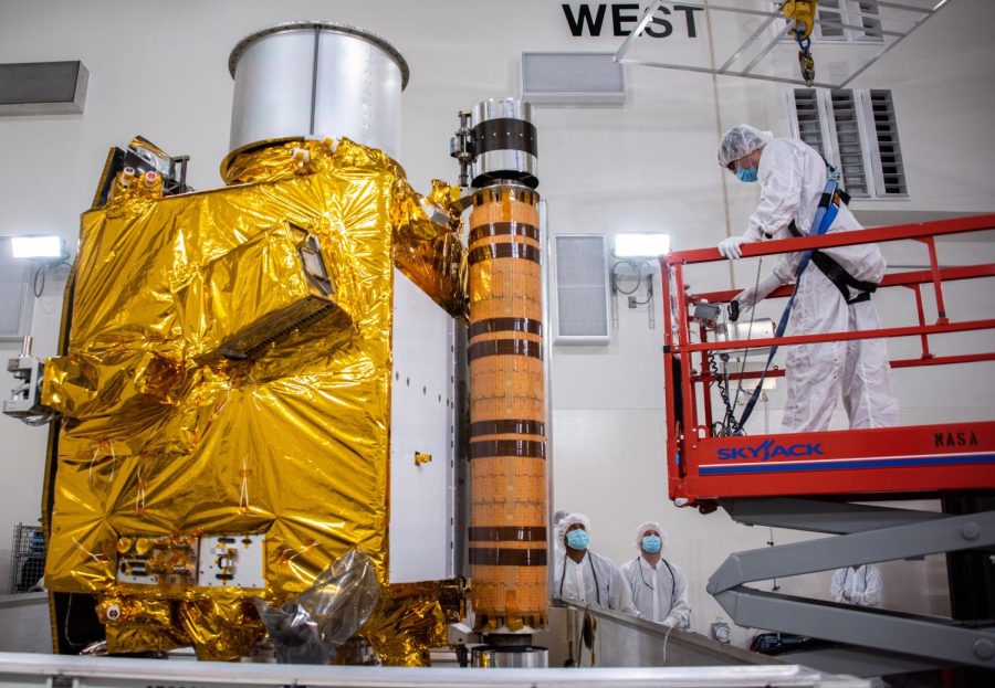 2021 model of the DART rocket being moved onto a work stand. Photo by NASA.